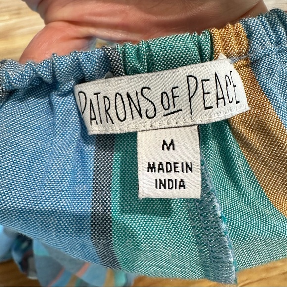 Patrons of Peace Women’s Striped Sweetheart Tie Back Shorts Romper Button Front - Picture 4 of 12